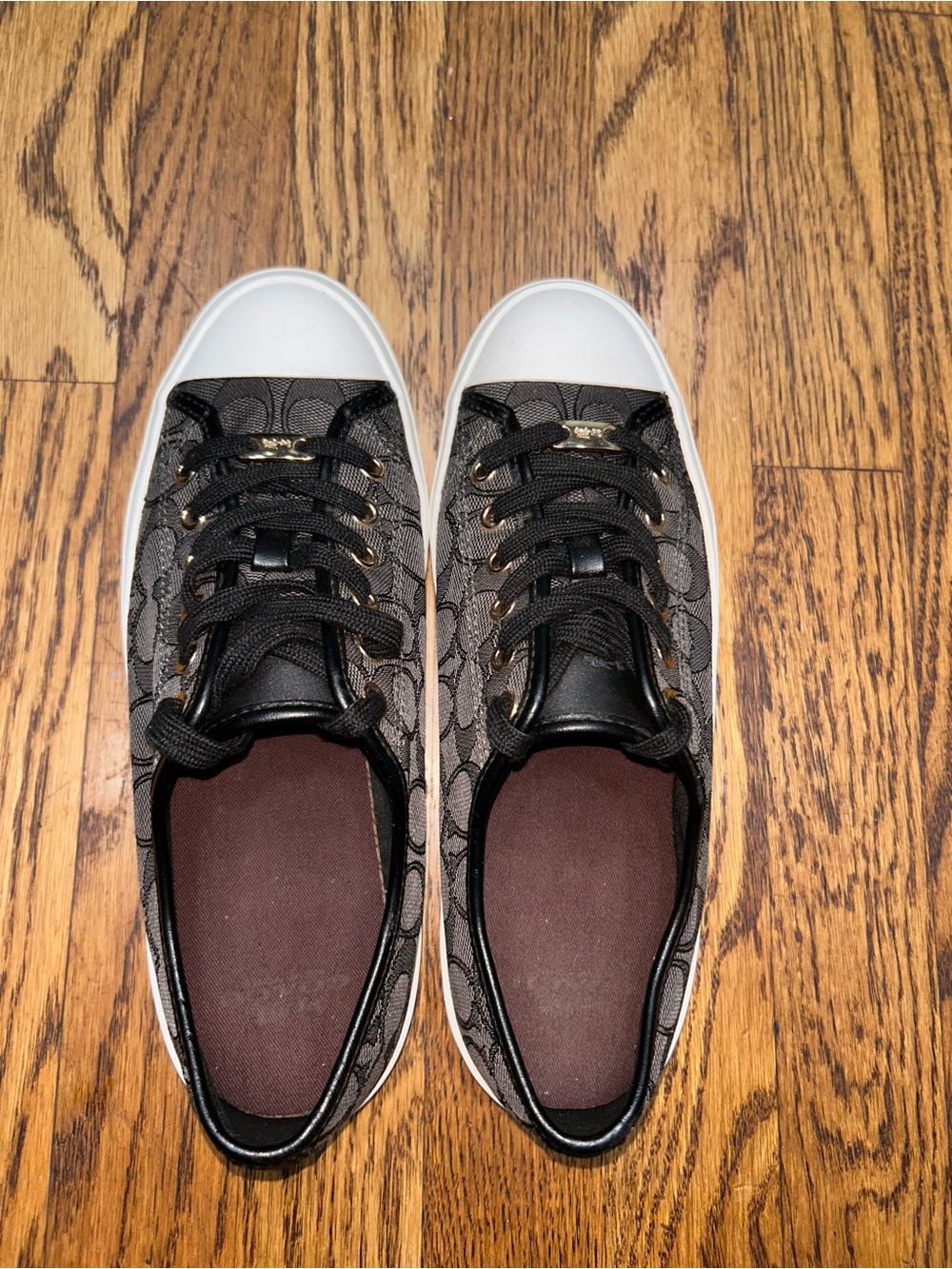 Coach Empire Signature Jacquard Sneakers Black White Size 8.5 - Picture 7 of 11